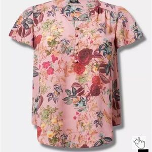 Torrid Georgette Flutter Blouse Alexis Seafoam Pink NWT 26/28 4X